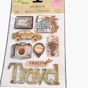 Crafters Square Travel Stickers 3 D Road Trip Tropical Palm Tree Junk Journal